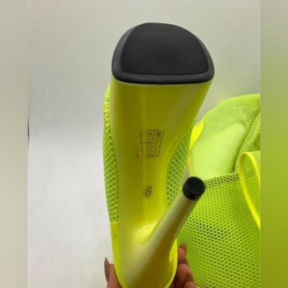 Ellie Neon Yellow Mesh Peep Toe Thigh-High Platform Boots Size 6 NIB - Picture 4 of 5